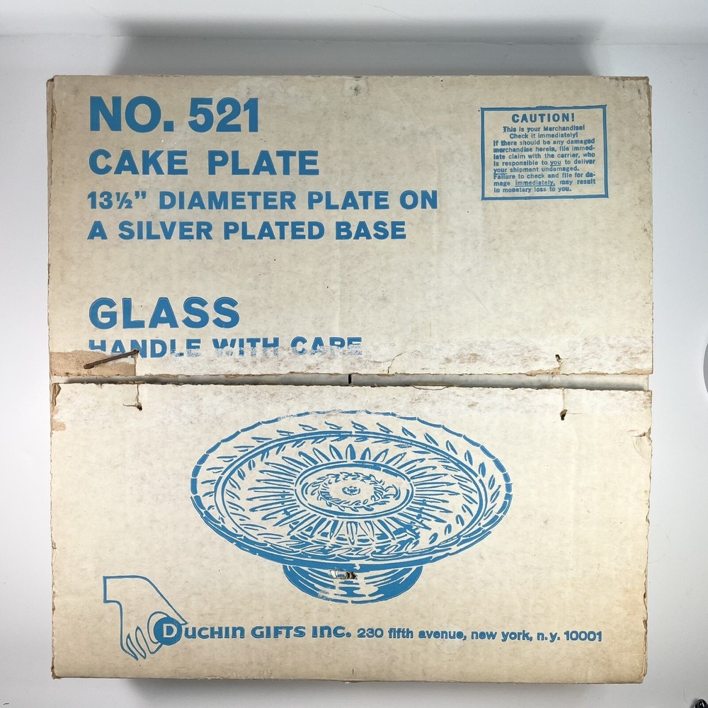 Vintage Cake Plate 13 1/2" Diameter Plate With A Silver Played Base In Original - Picture 3 of 11